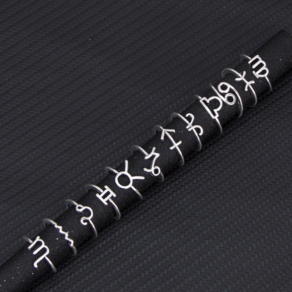 Any 2/$20! Set of 12 Silver Zodiac Boho Midi Rings - Picture 4 of 8